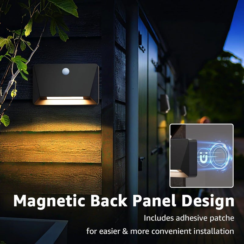 UUFFOO Rechargeable Motion Sensor Wall Light, Magnetic Linkage Multi-Sensor Stair Lights with 3 Brightness Levels, Wireless Battery Operated Indoor Wall Lamp for Closet Bedroom Hallway(Black) - Image 2